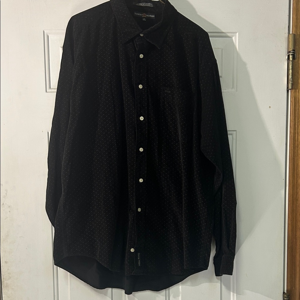 (🙈2 For $20)Tommy Hilfiger Men's XL Black super soft Casual Button-Down Shirt - Picture 1 of 3